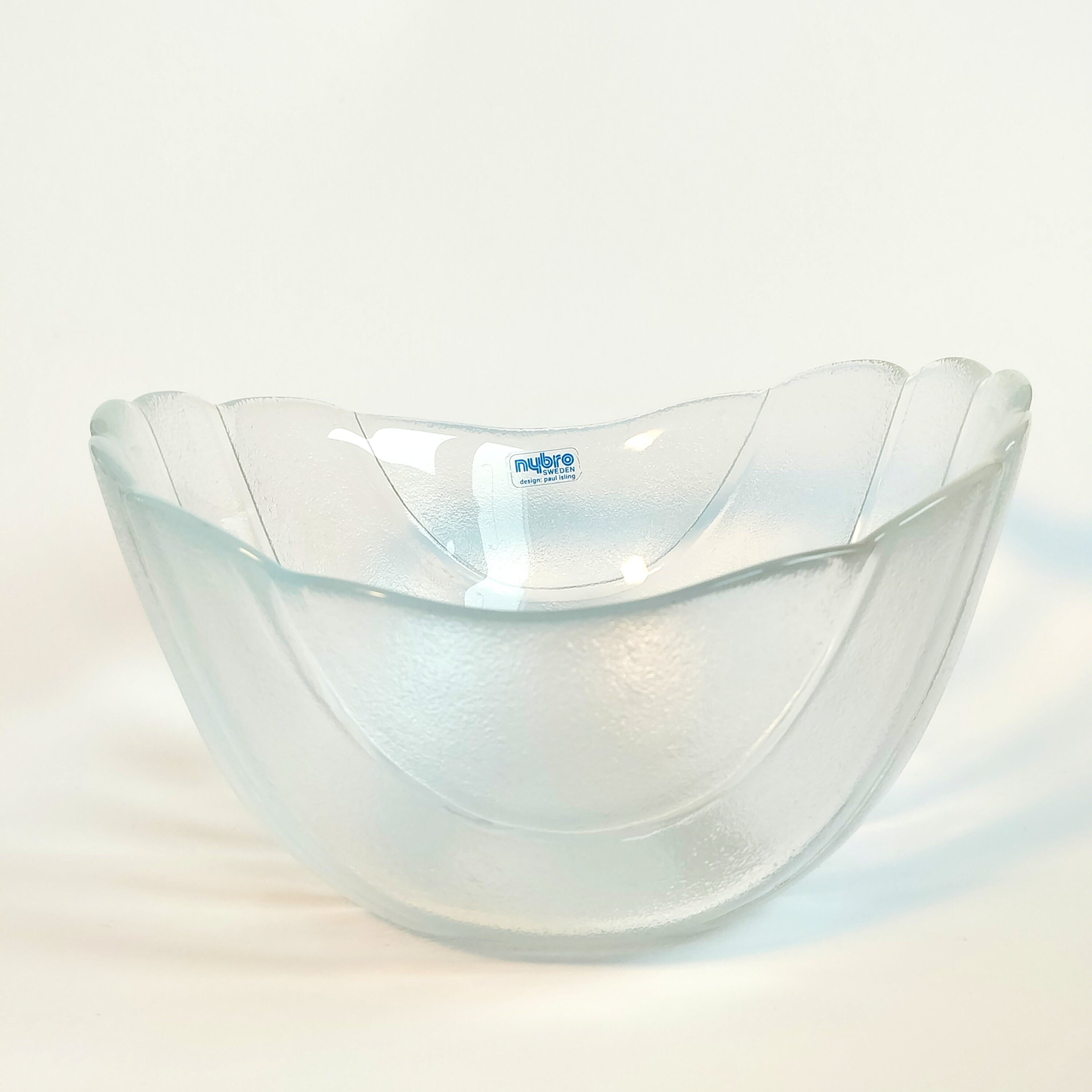 Skålar i klarglas – Nybro Glasbruk (2 små, 1 stor), second hand