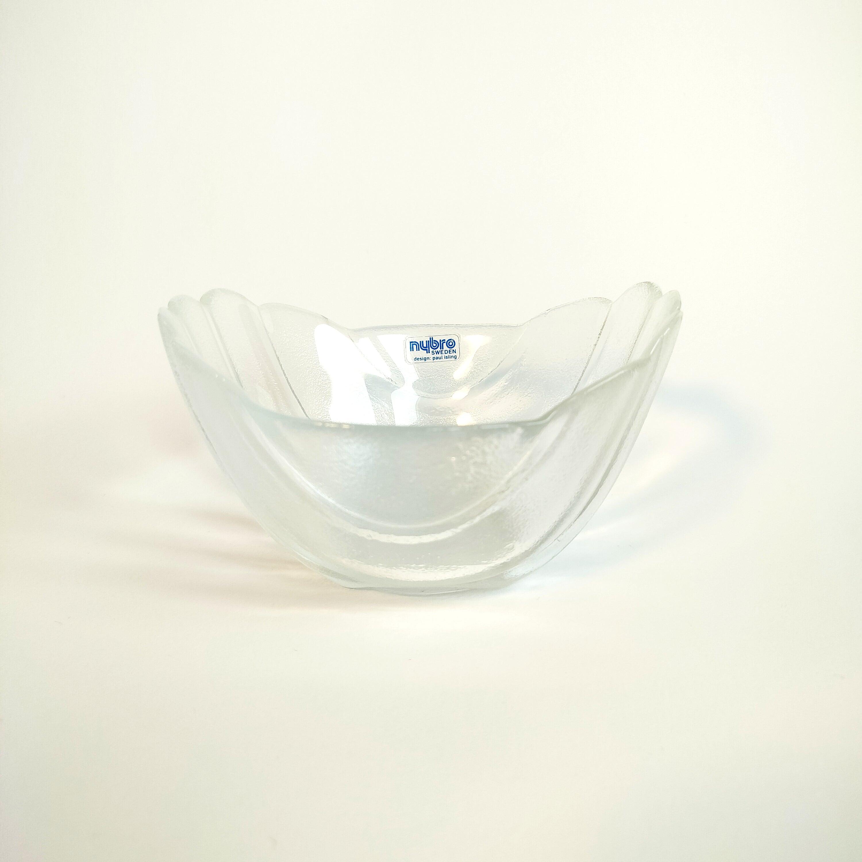 Skålar i klarglas – Nybro Glasbruk (2 små, 1 stor), second hand